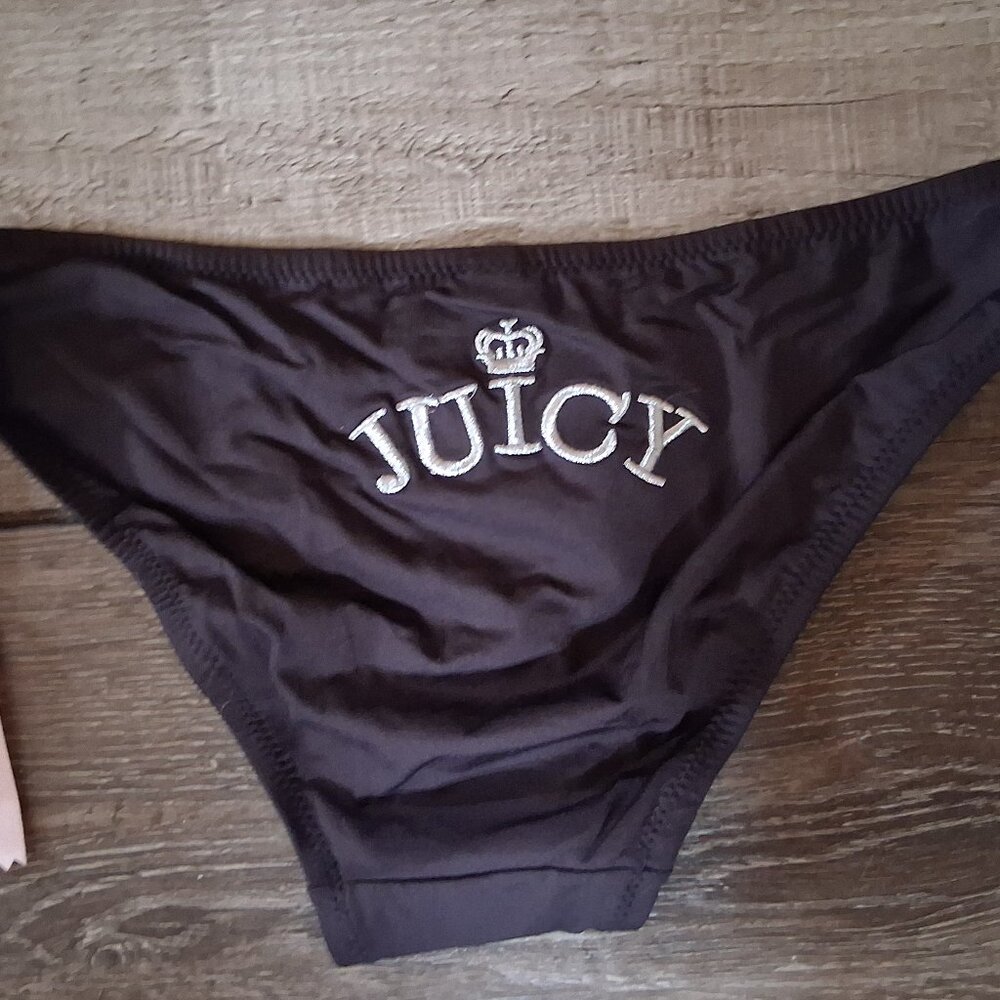 Juicy Couture Logo Bikini Bottom Black Small New